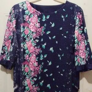 "Lind Clare" Blue&Pink print * New